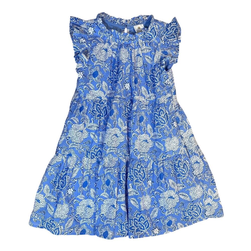 J.Marie The Carson Flutter Sleeve Tween Dress Blue Floral Cotton Size 10